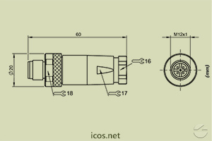 M12 Plug Connector - M12 Male Straight Connector without Cable